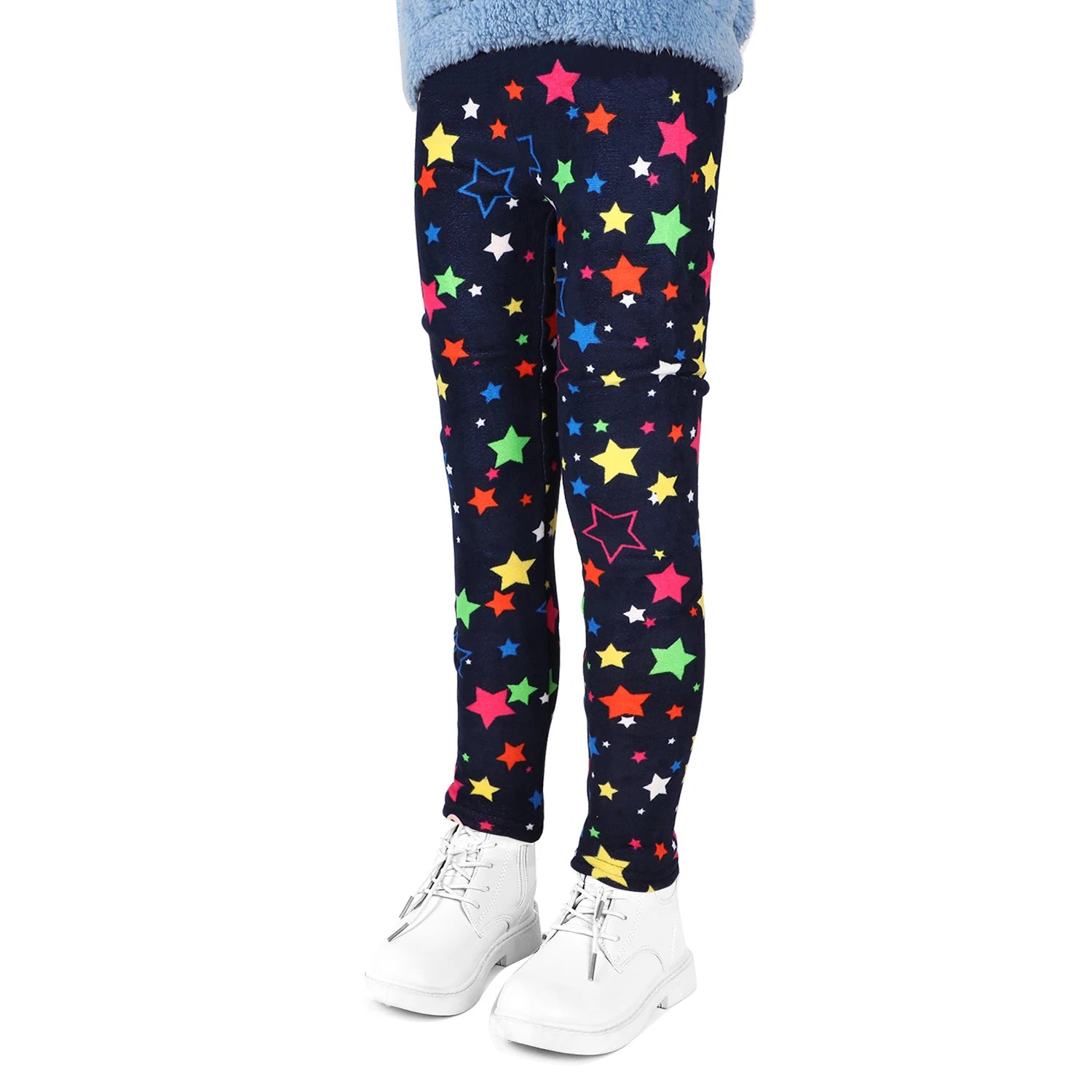Girls Leggings Flower Printing Trousers Elastic Skinny Pants Thicken Tights Casual Pants for Children Winter Outdoor Bottoms