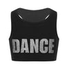 Kids Girls Sports Bras Top Tanks Sleeveless Racer Back Shiny Letters Print Crop Tops Bra for Dance Stage Performance Workout