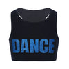 Kids Girls Sports Bras Top Tanks Sleeveless Racer Back Shiny Letters Print Crop Tops Bra for Dance Stage Performance Workout