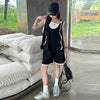 Girl Shorts Set Summer Solid Colors Patchwork design Kids Sports Clothing Suit Casual Child Hoodies Sleeveless Shirt Outfits 12