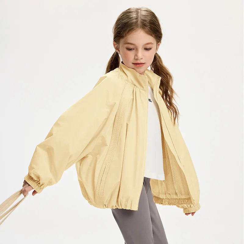 Girls Jacket 2025 Autumn Casual Sports Teen Kids Outerwear Outdoor Hiking Windproof Waterproof Lightweight Tops Children Clothes