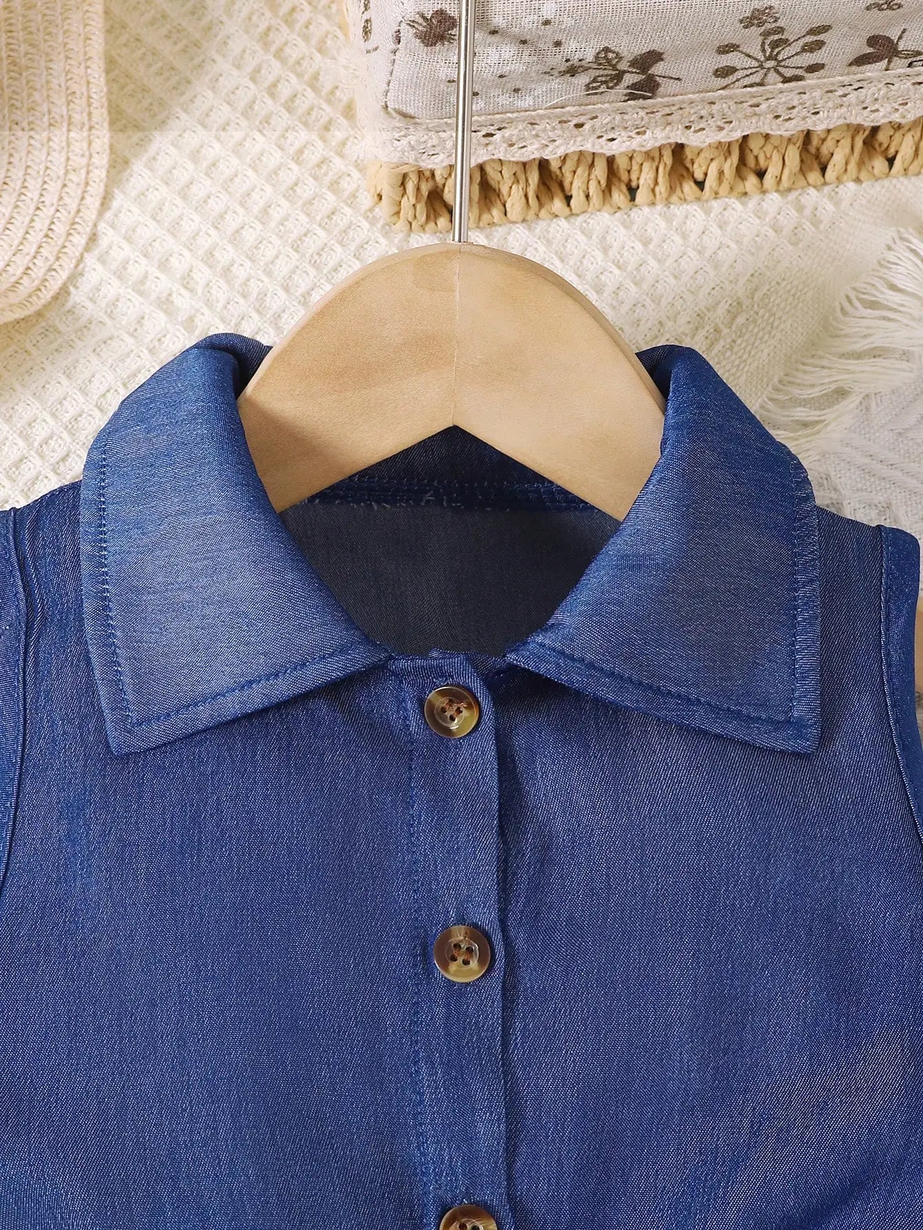 Girl's Casual Dress, Street Fashion, Sleeveless Dress With Ruffle Hem And Buckle Belt