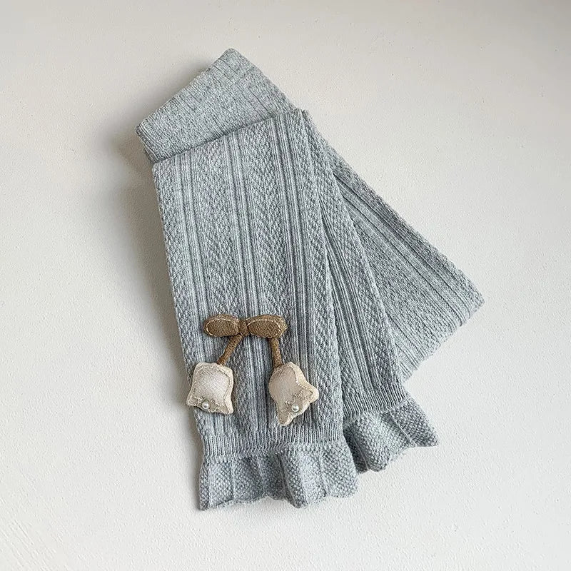 Girls' Leggings Multi Colors 1-7 Y 2024 Autumn New Cute Lace Tulip Thin Legging for Kid's Cropped Pants Daily Outdoor Wear