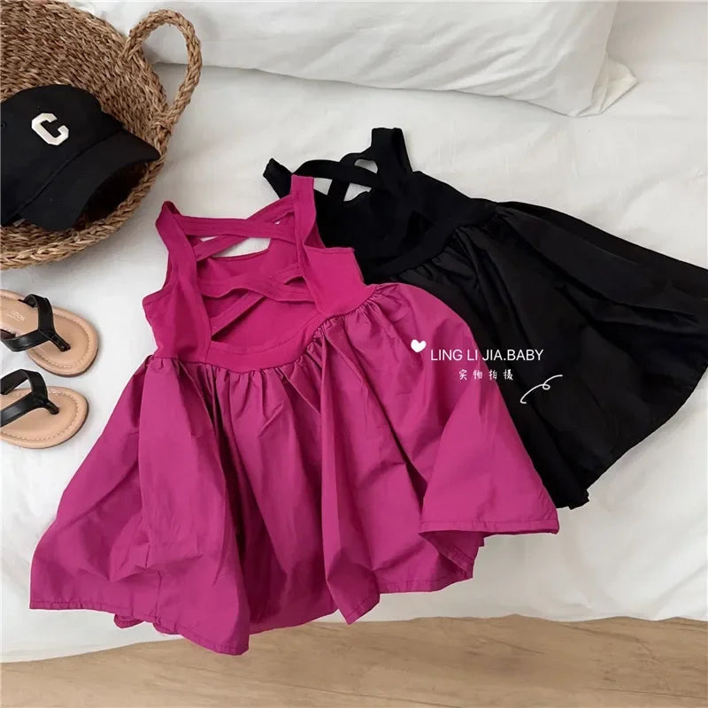 Girls Casual Dresses Back Hollowing Sleeveless Dress Toddler Girl Clothes Summer Dress Chinese Traditional Dress for Girls