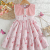 Dresses For Girl Summer Sleeveess Square Collar Print Floral children's Dress Fashion Streetwear Costume
