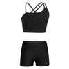 Kids Girls 2 Pieces Sport Outfits Sportwear Sleeveless Crop Top with Shorts Set for Gymnastics Workout Dancing Leotard