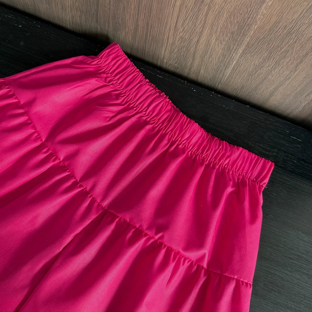 Summer Fashion Girls Clothing 3-7 Years Old Flower Printed Sleeveless Tops and Wide Leg Pants Two-piece Set Casual Girls Clothes