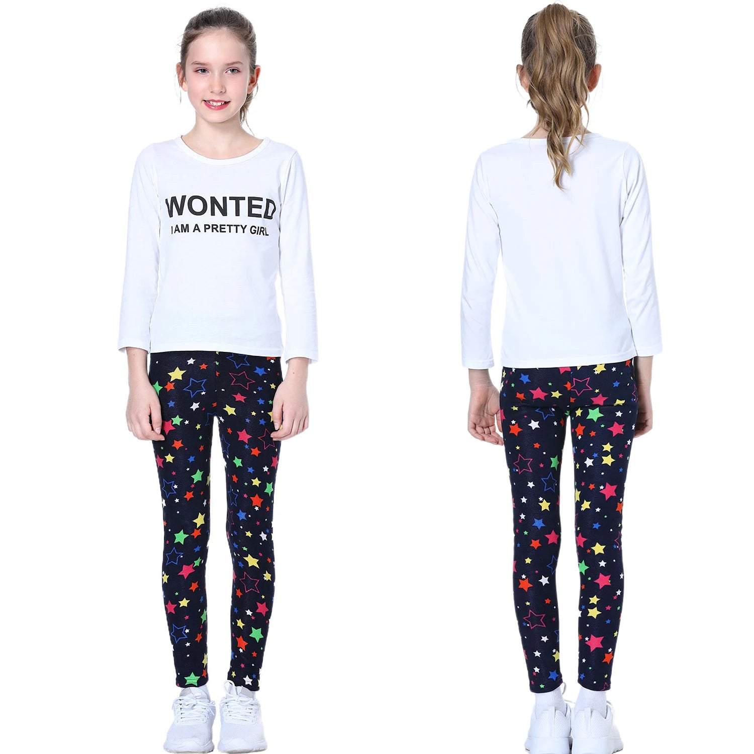 Girls Leggings Flower Printing Trousers Elastic Skinny Pants Thicken Tights Casual Pants for Children Winter Outdoor Bottoms