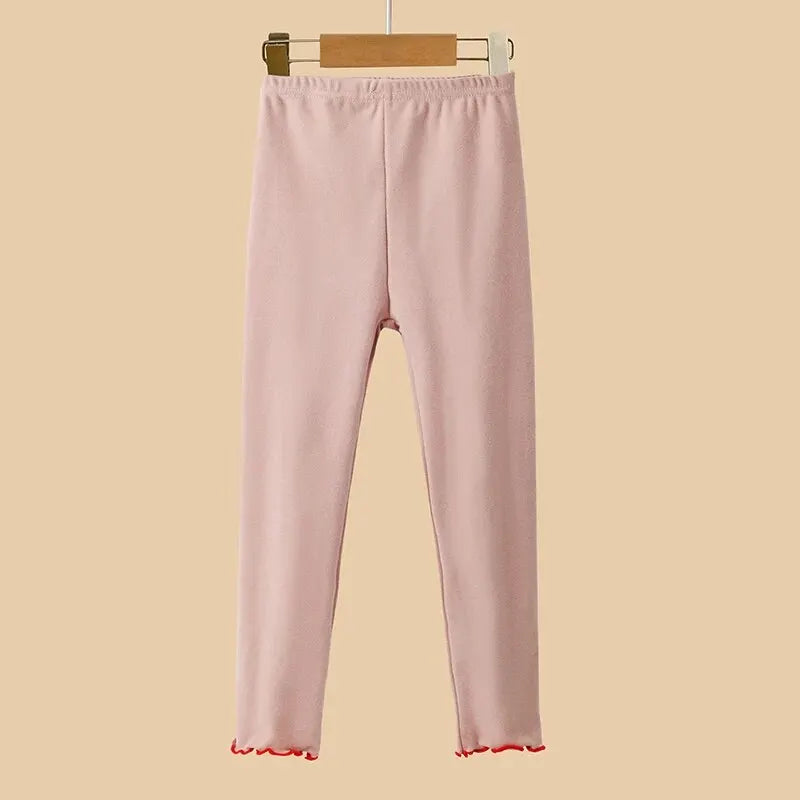 Girls High Stretch Soft Leggings Plain Color Pure Black Elastic Waist Pants Kids Clothes