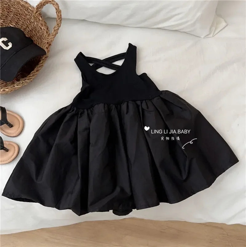 Girls Casual Dresses Back Hollowing Sleeveless Dress Toddler Girl Clothes Summer Dress Chinese Traditional Dress for Girls