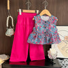 Summer Fashion Girls Clothing 3-7 Years Old Flower Printed Sleeveless Tops and Wide Leg Pants Two-piece Set Casual Girls Clothes