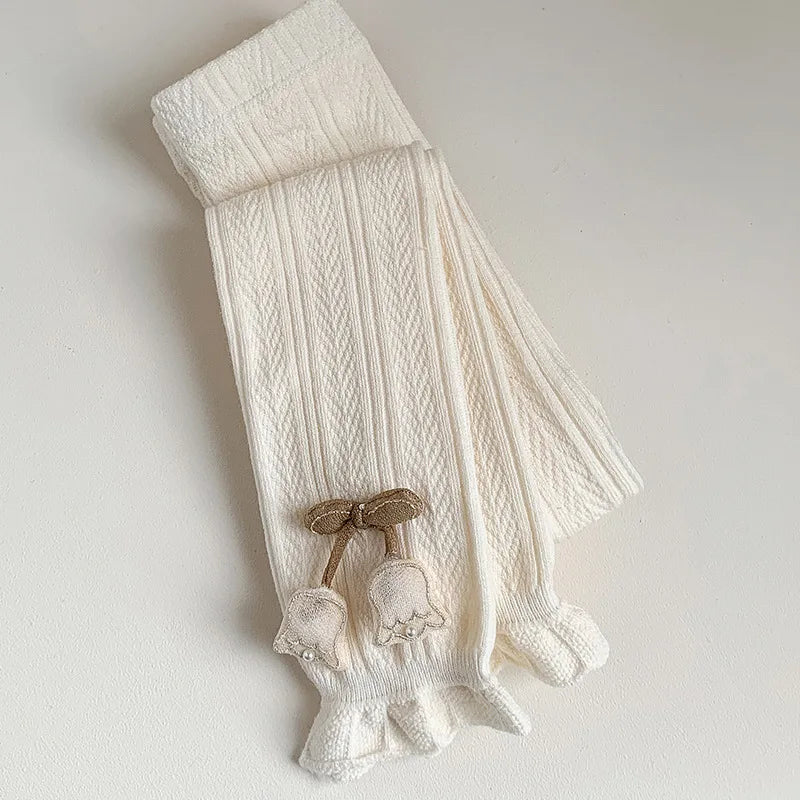 Girls' Leggings Multi Colors 1-7 Y 2024 Autumn New Cute Lace Tulip Thin Legging for Kid's Cropped Pants Daily Outdoor Wear