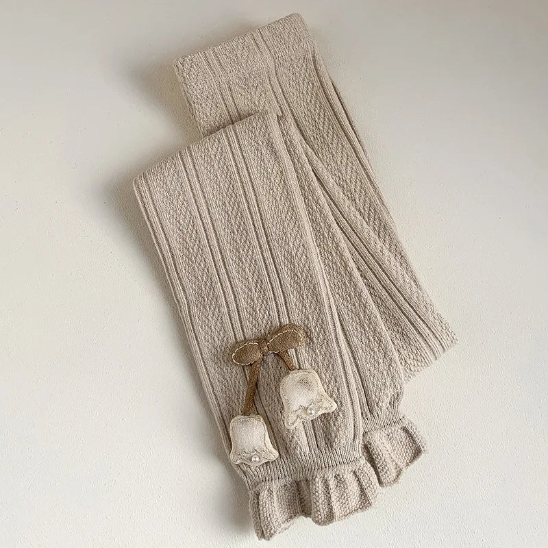 Girls' Leggings Multi Colors 1-7 Y 2024 Autumn New Cute Lace Tulip Thin Legging for Kid's Cropped Pants Daily Outdoor Wear