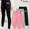 A 3-Piece Set Of Multi-Color Casual And Fashionable Leggings With Heart-Shaped Printed Patterns For Girls In Spring And Autumn,