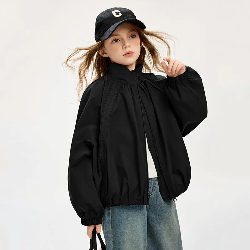Girls Jacket 2025 Autumn Casual Sports Teen Kids Outerwear Outdoor Hiking Windproof Waterproof Lightweight Tops Children Clothes
