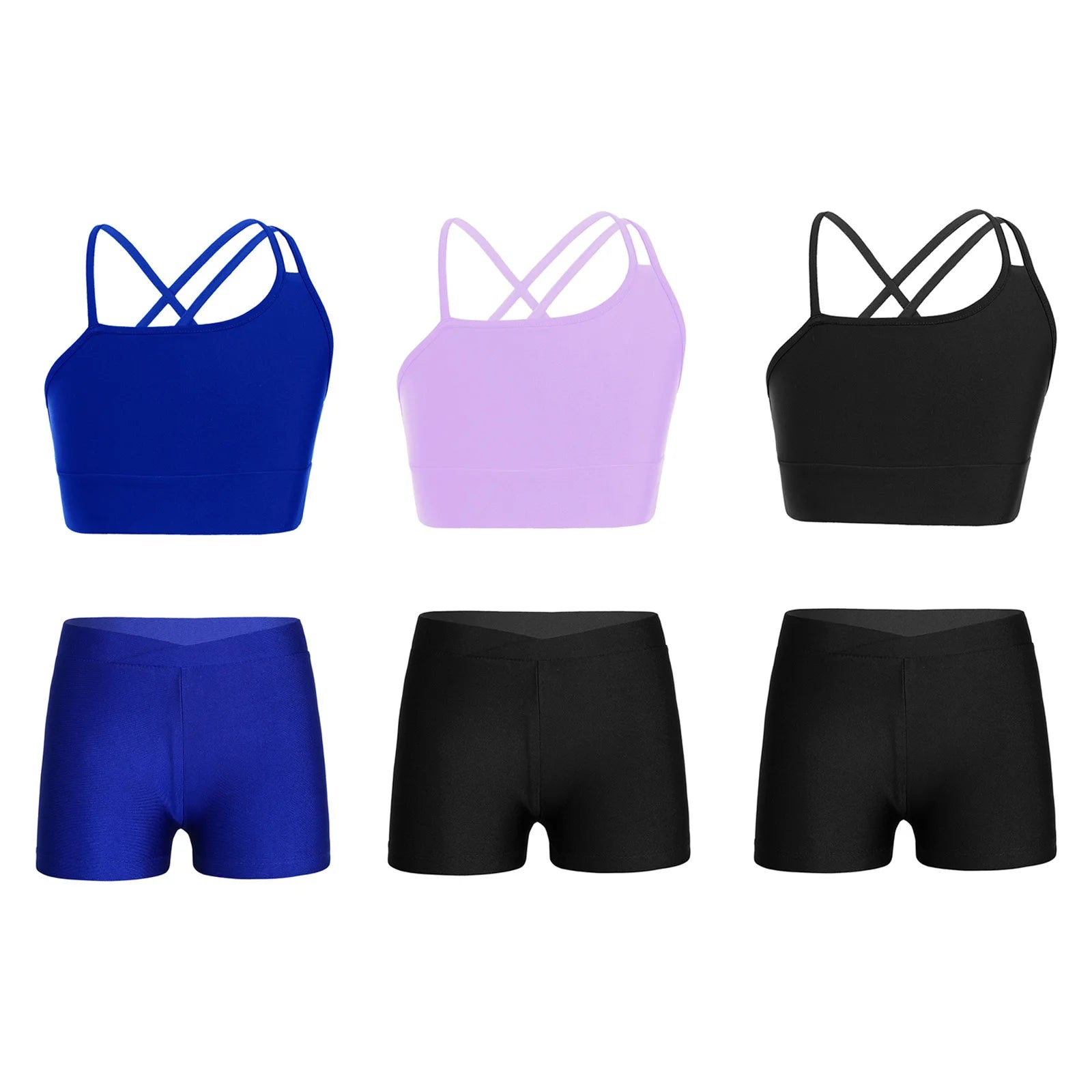 Kids Girls 2 Pieces Sport Outfits Sportwear Sleeveless Crop Top with Shorts Set for Gymnastics Workout Dancing Leotard