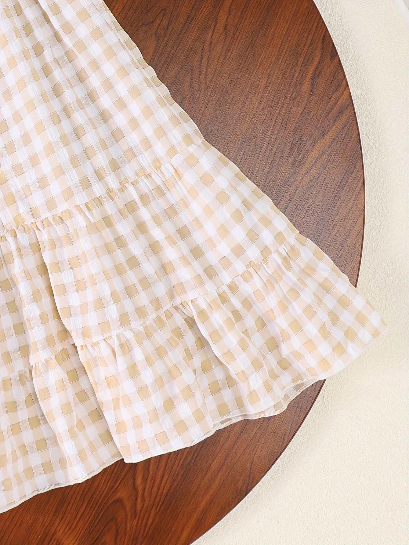 Summer Girls' Outdoor Casual Sleeveless Dress Summer Girls' Refreshing Checked Large Skirt Hem True Button Dress